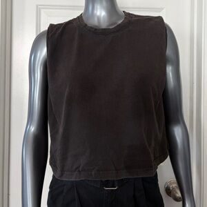American Apparel Women's Heavyweight Cotton Boxy Cropped Vintage Dyed Muscle Top